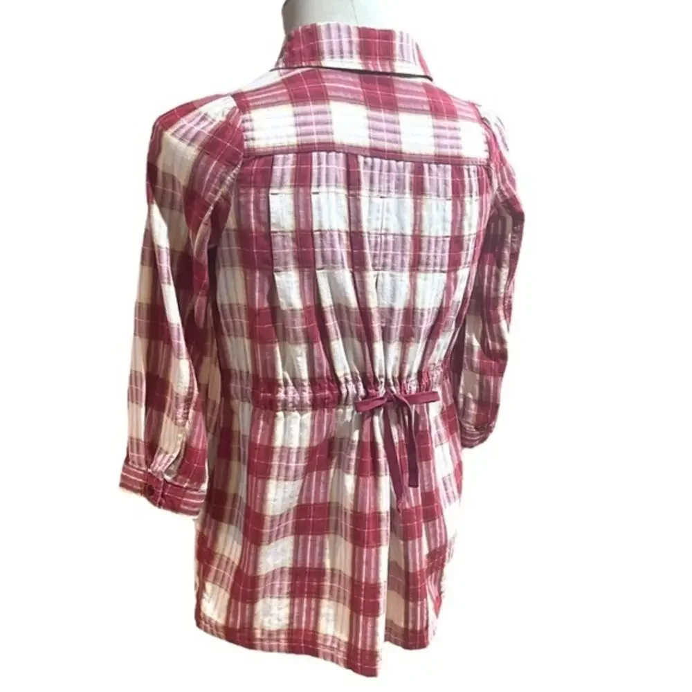 Free People Plaid Matador Tunic Top with Pockets 0